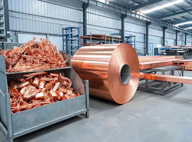 Sorted copper scrap and new copper stock